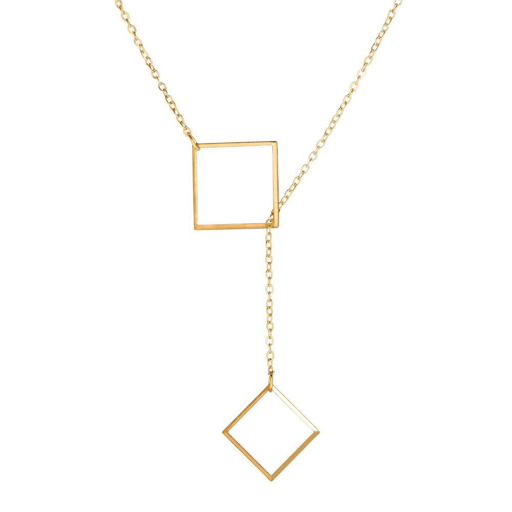 Geometric Sqaure Necklace Goldtone Necklace ITALY Design