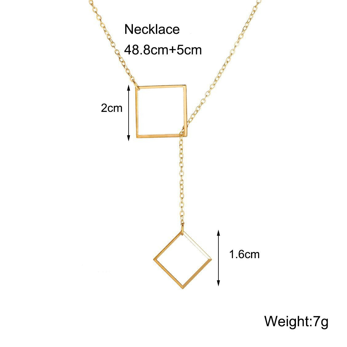 Geometric Sqaure Necklace Goldtone Necklace ITALY Design
