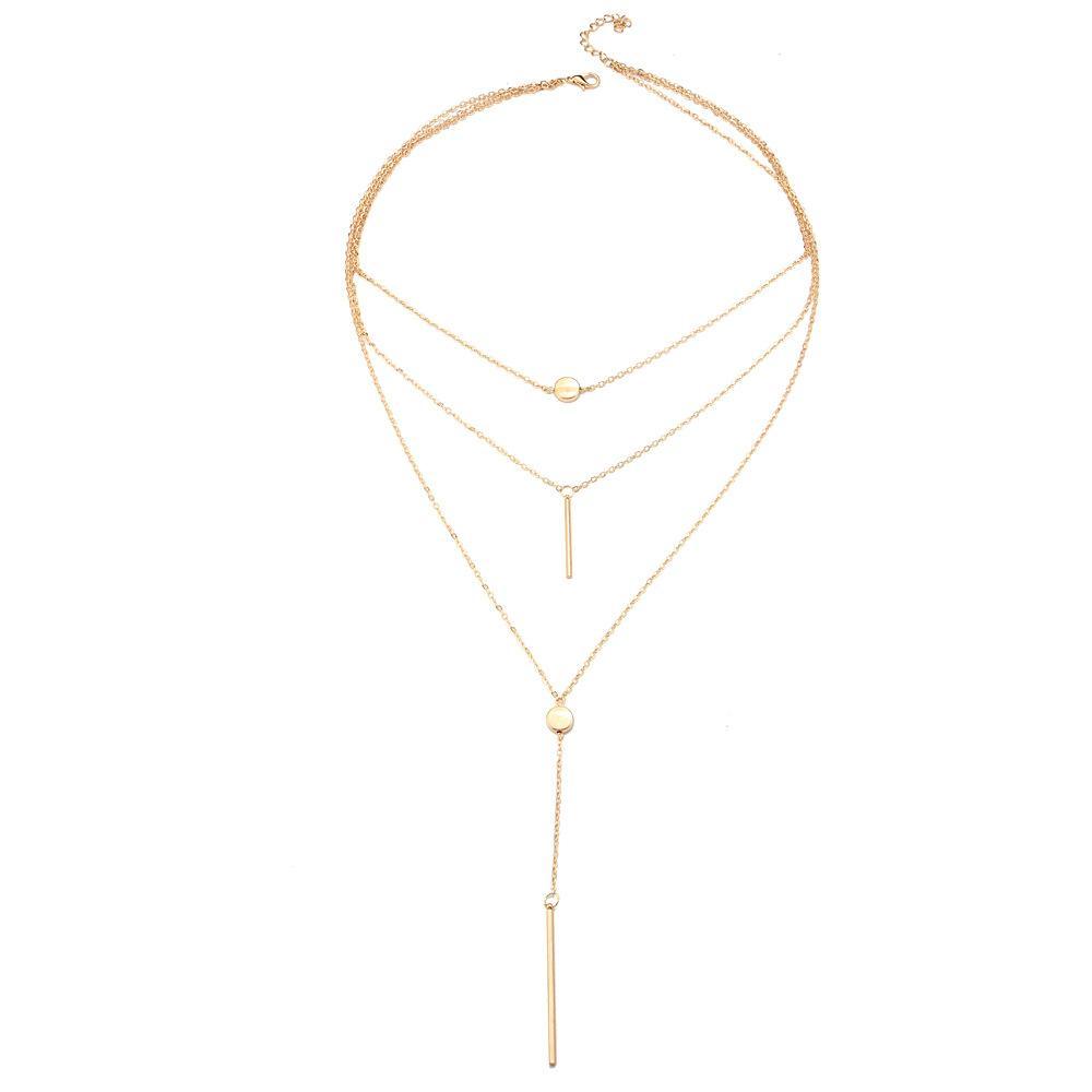 3 Piece Geometric Set Goldtone Necklace ITALY Design