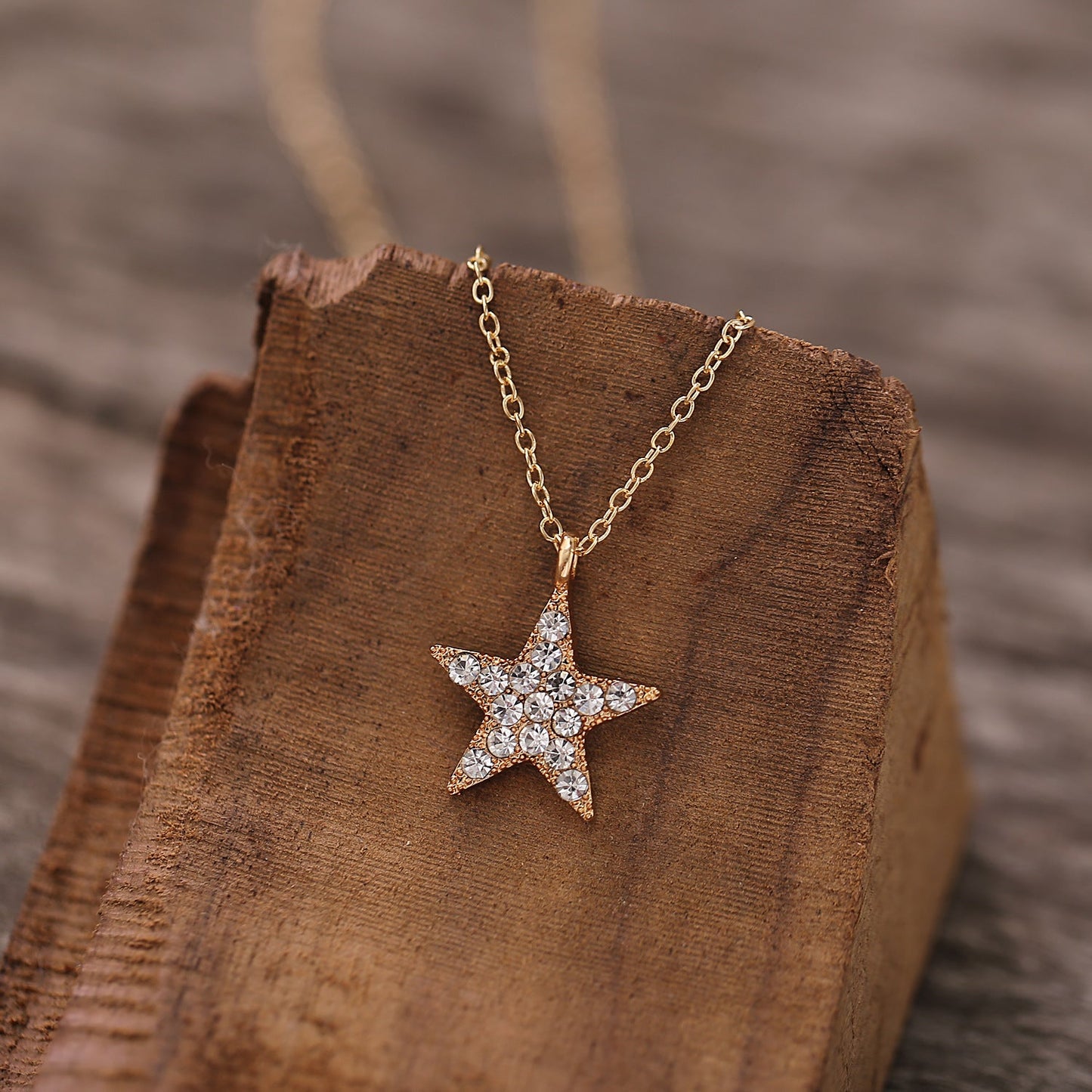 3 Piece Celestial Pave Necklace With Crystals Goldtone Necklace in Goldtone