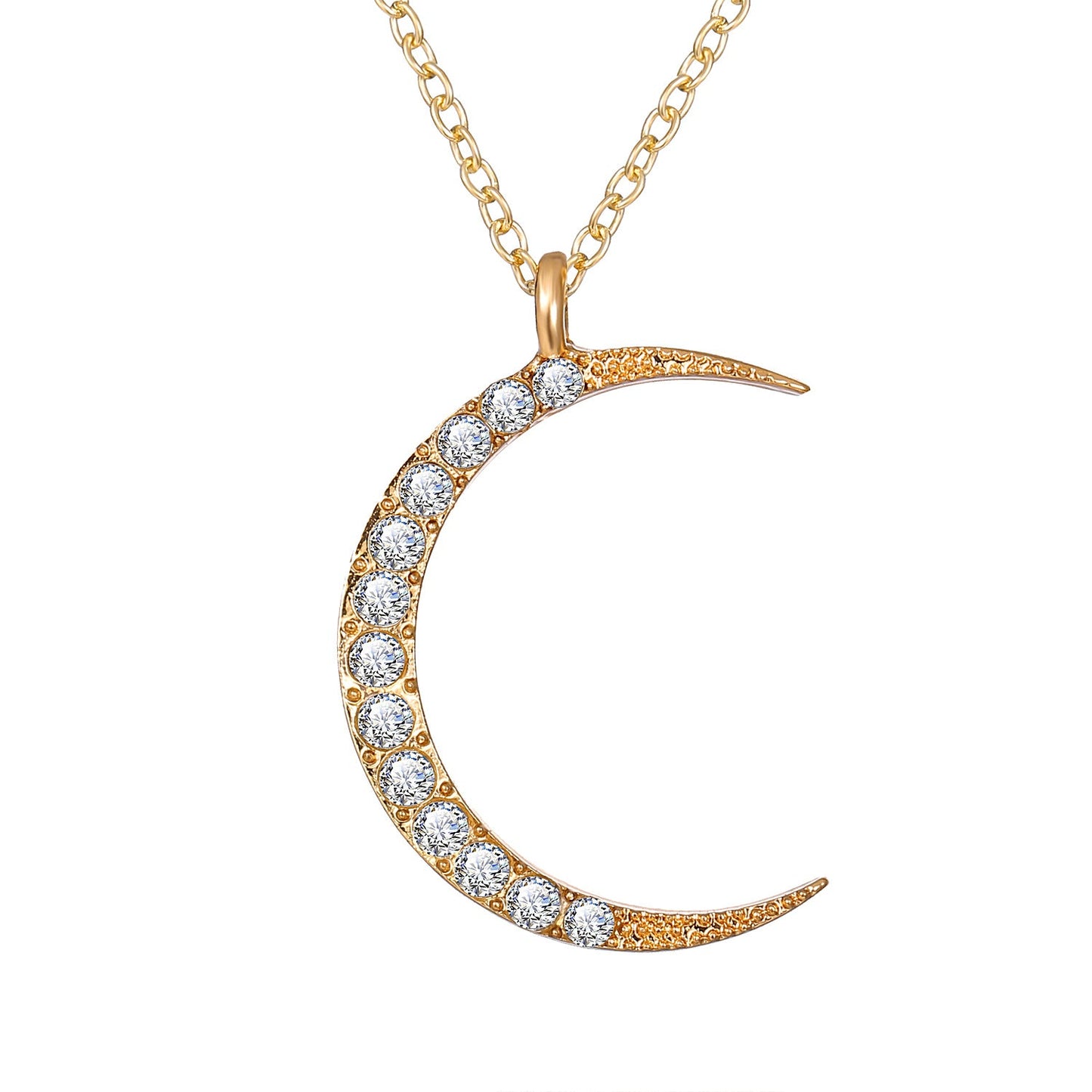 3 Piece Celestial Pave Necklace With Crystals Goldtone Necklace in Goldtone
