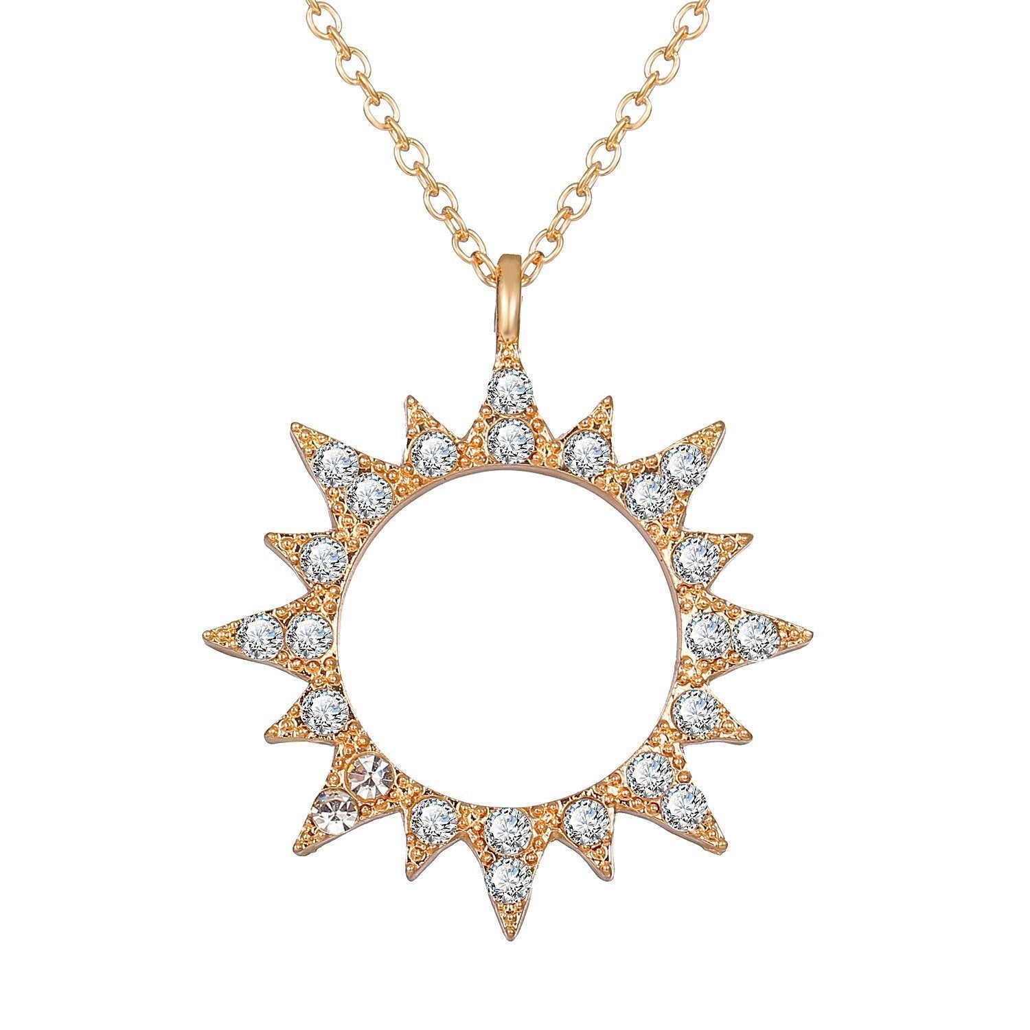 3 Piece Celestial Pave Necklace With Gemstone  Crystals Goldtone Necklace