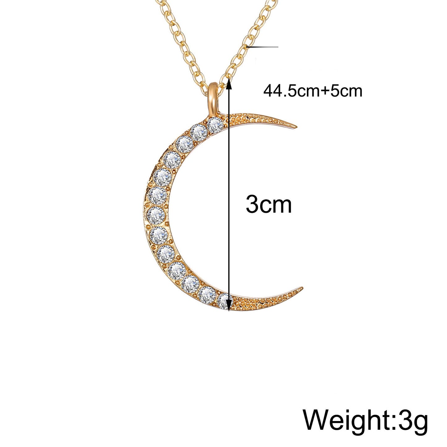 3 Piece Celestial Pave Necklace With Crystals Goldtone Necklace in Goldtone