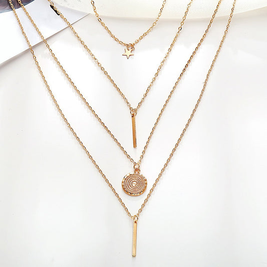 3 Piece Rectangle Drop Goldtone Necklace in Goldtone ITALY Design