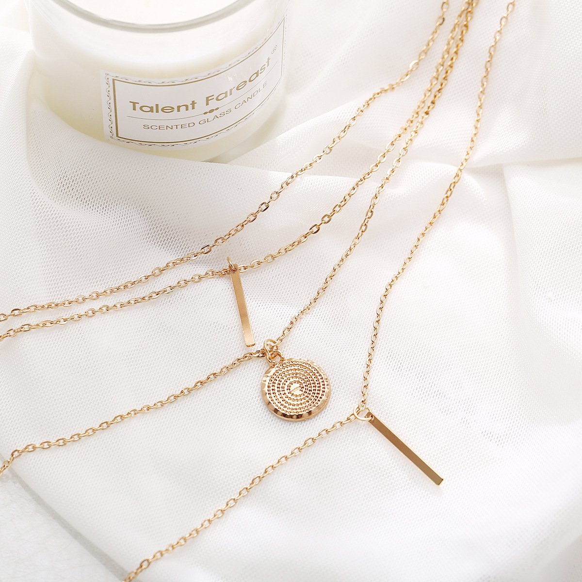 3 Piece Rectangle Drop Goldtone Necklace in Goldtone ITALY Design