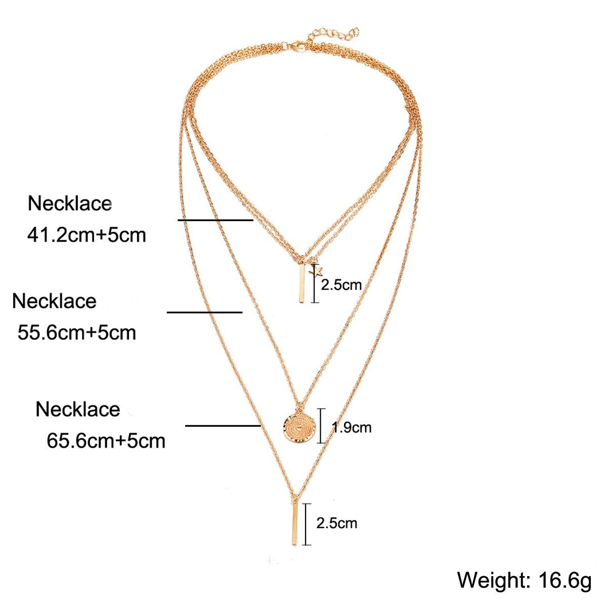 3 Piece Rectangle Drop Goldtone Necklace in Goldtone ITALY Design