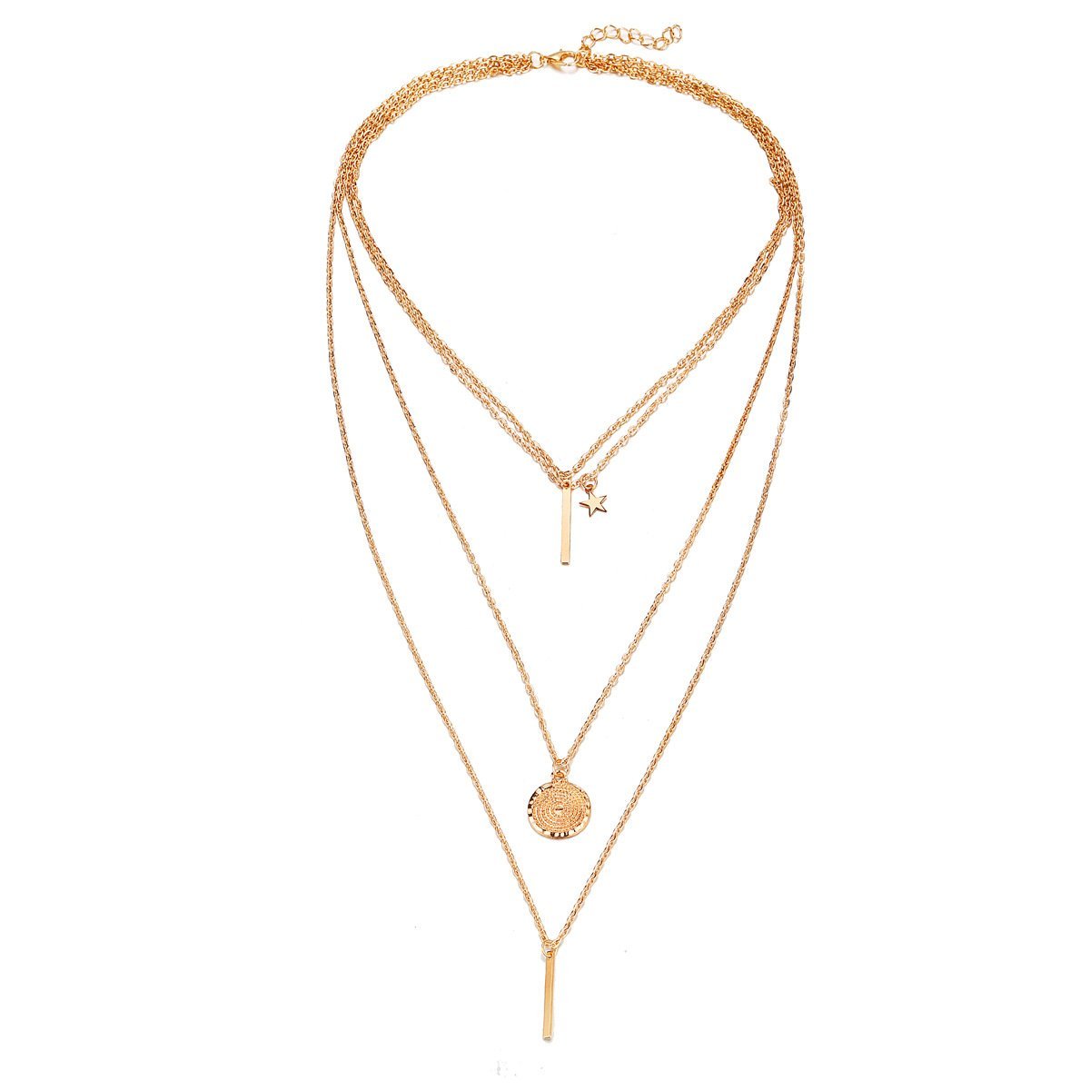 3 Piece Rectangle Drop Goldtone Necklace in Goldtone ITALY Design
