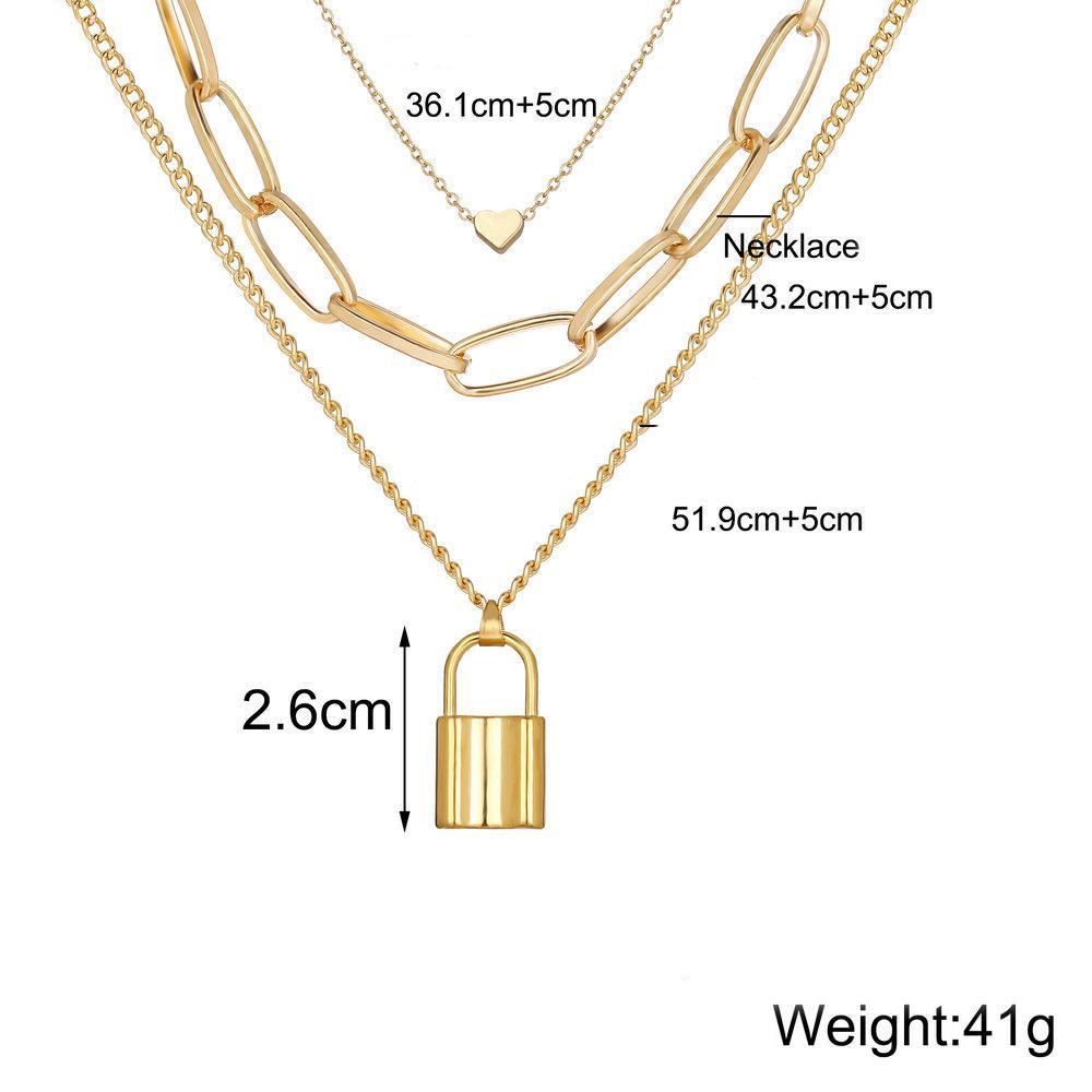 Heart Chain Lock Necklace Goldtone Necklace in Goldtone ITALY Design