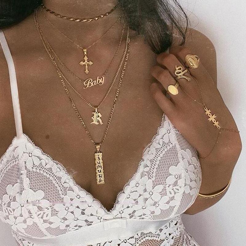 4 Piece Baby Cross Necklace Goldtone Necklace in Goldtone ITALY Design