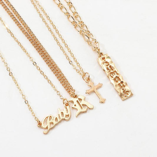 4 Piece Baby Cross Necklace Goldtone Necklace in Goldtone ITALY Design