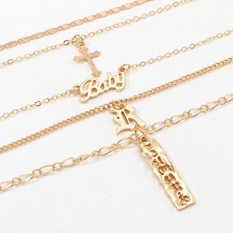 4 Piece Baby Cross Necklace Goldtone Necklace in Goldtone ITALY Design