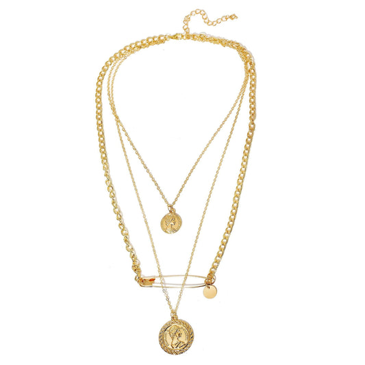 3 Piece Coin and Pin Goldtone Necklace in Goldtone ITALY Design