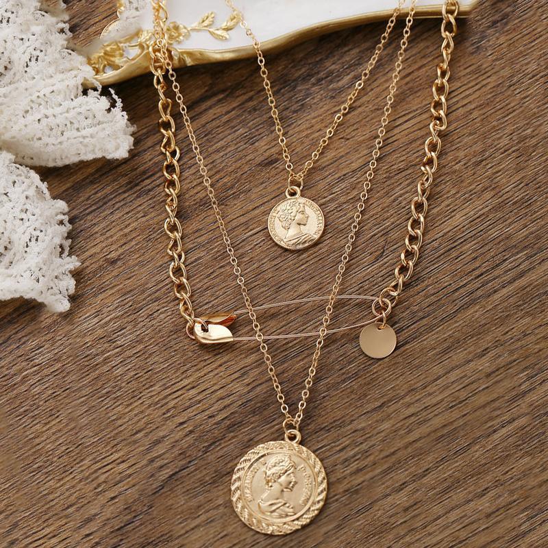 3 Piece Coin and Pin Goldtone Necklace in Goldtone ITALY Design