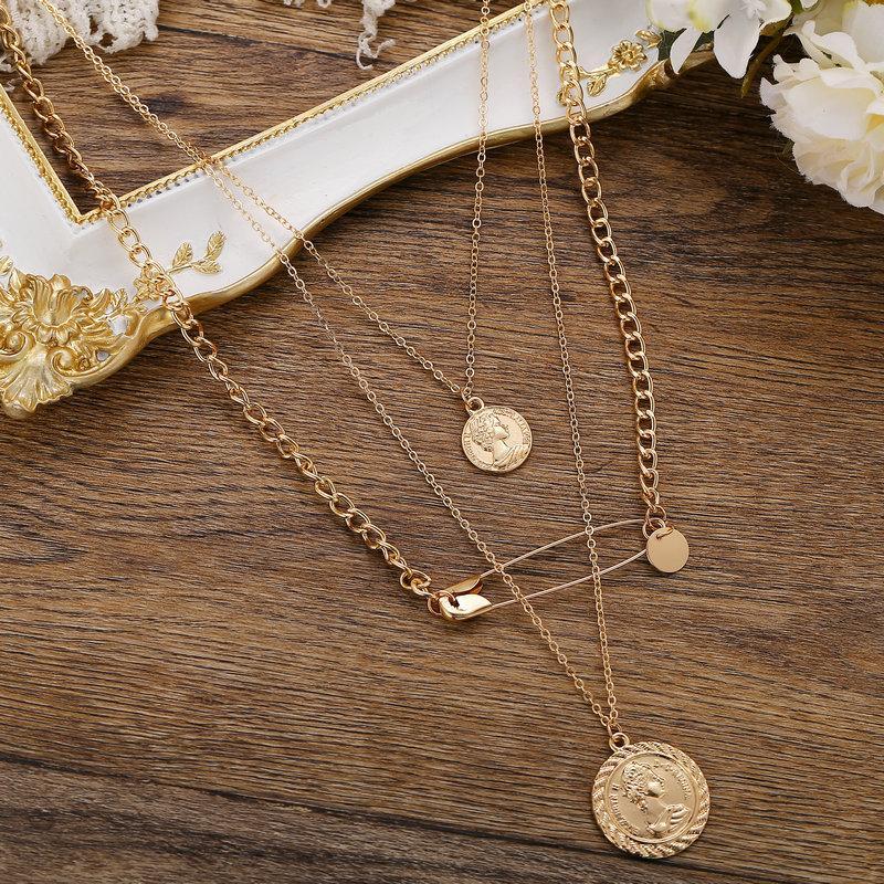 3 Piece Coin and Pin Goldtone Necklace in Goldtone ITALY Design