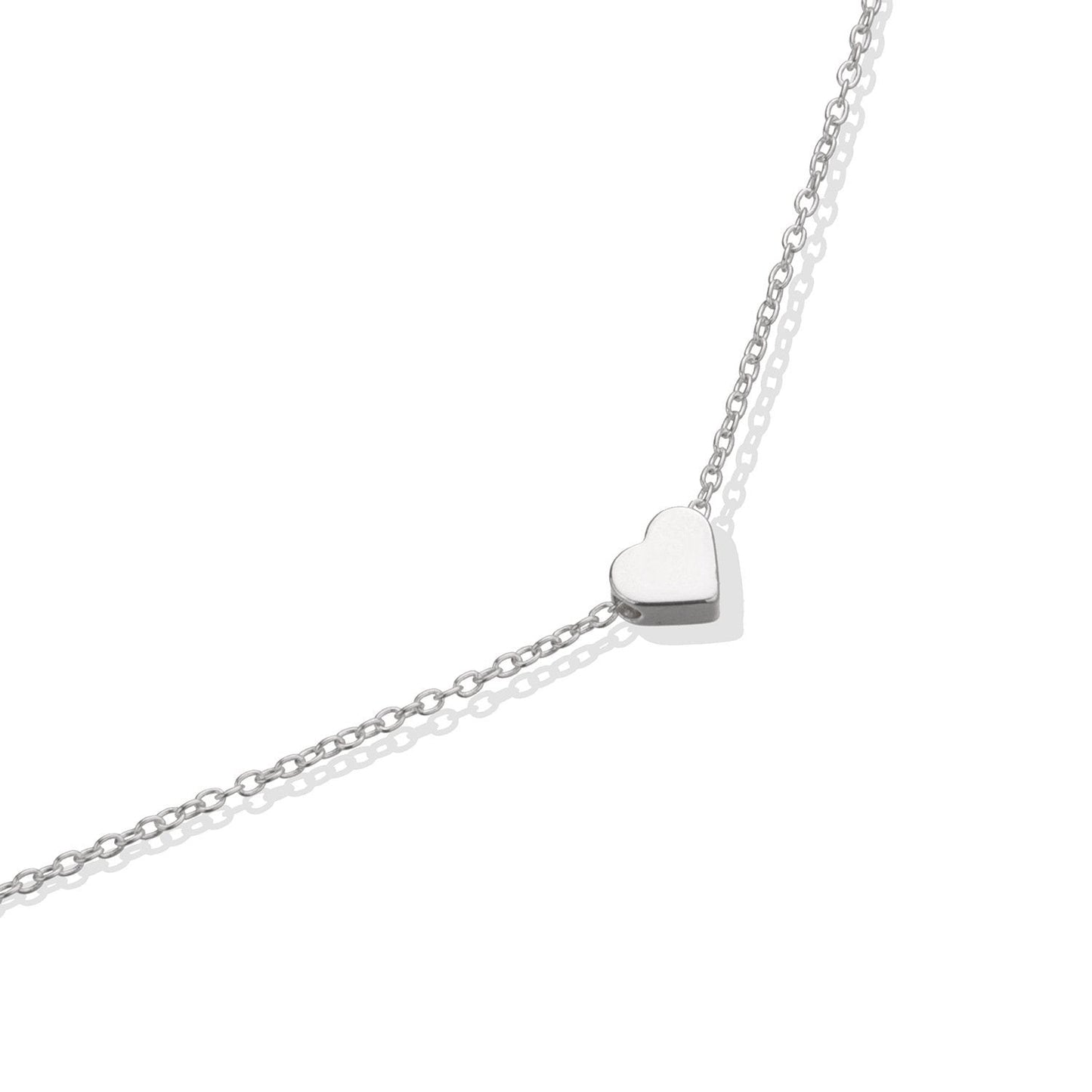 Classic Heart  Silvertone Necklace in  Silvertone ITALY Design