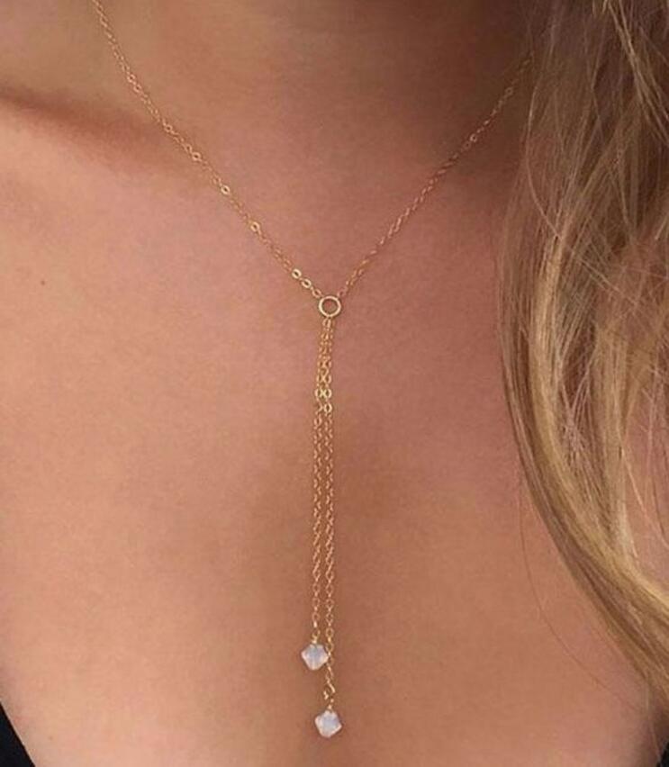 Double Pearl Lariant Goldtone Necklace in Goldtone ITALY Design