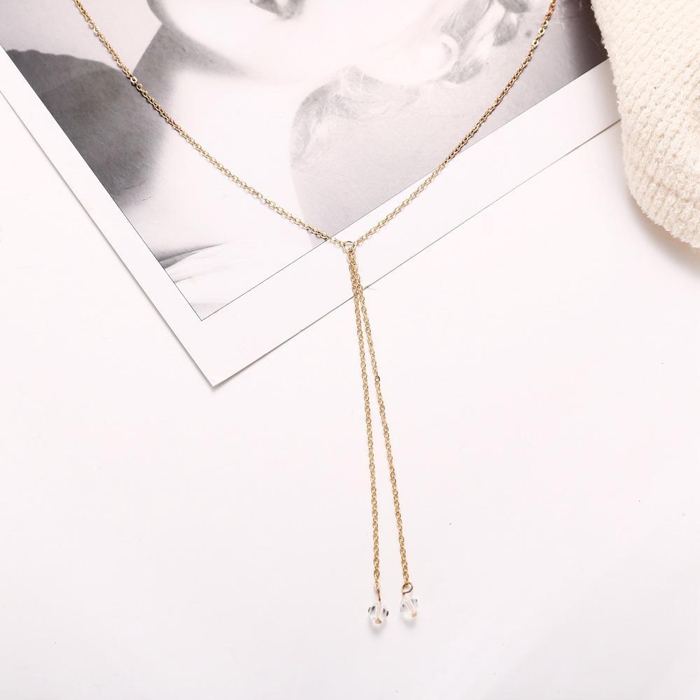 Double Pearl Lariant Goldtone Necklace in Goldtone ITALY Design