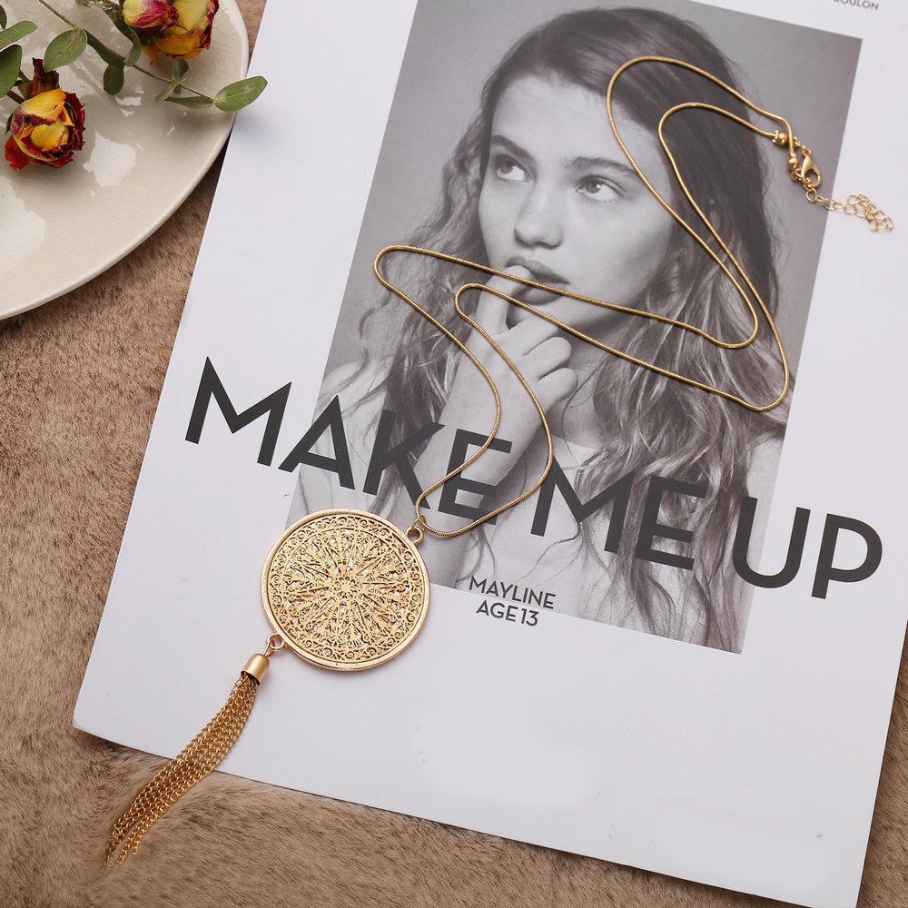 Fringe Tassell Drop Goldtone Necklace in Goldtone ITALY Design