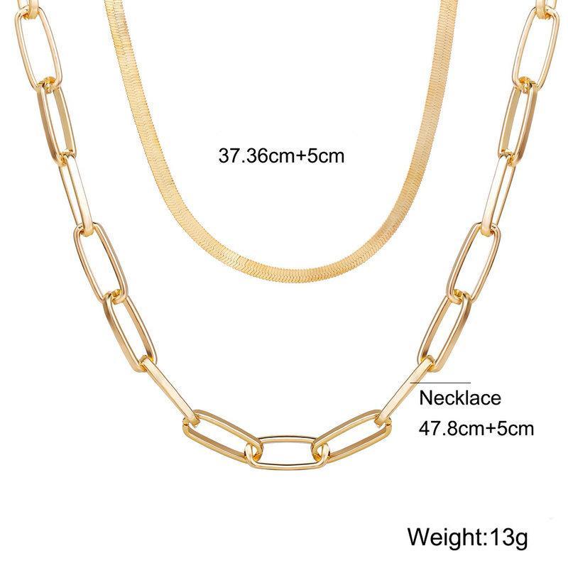 Omega and Paperclip 2 Piece Layer Goldtone Necklace in Goldtone ITALY Design