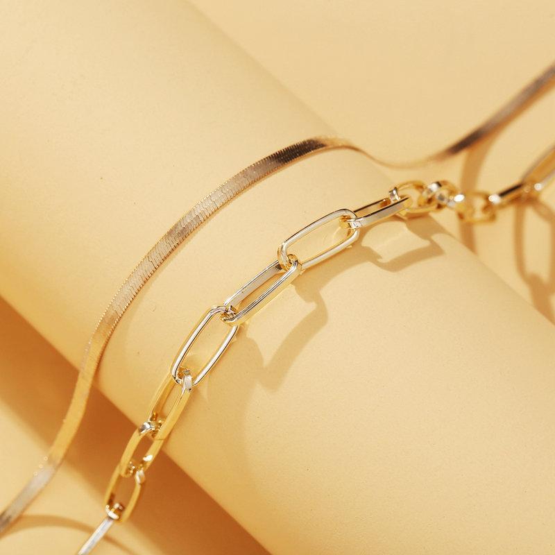Omega and Paperclip 2 Piece Layer Goldtone Necklace in Goldtone ITALY Design