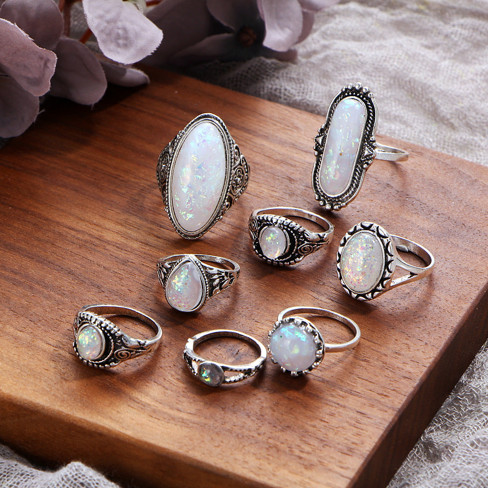 11-Piece Minimalist Bohemian Pav'e Ring Set in Goldtone Tone