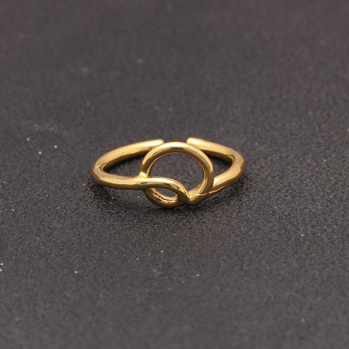 Goldtone Tone  Sleek Initial Curved Adjustable Ring ITALY Design