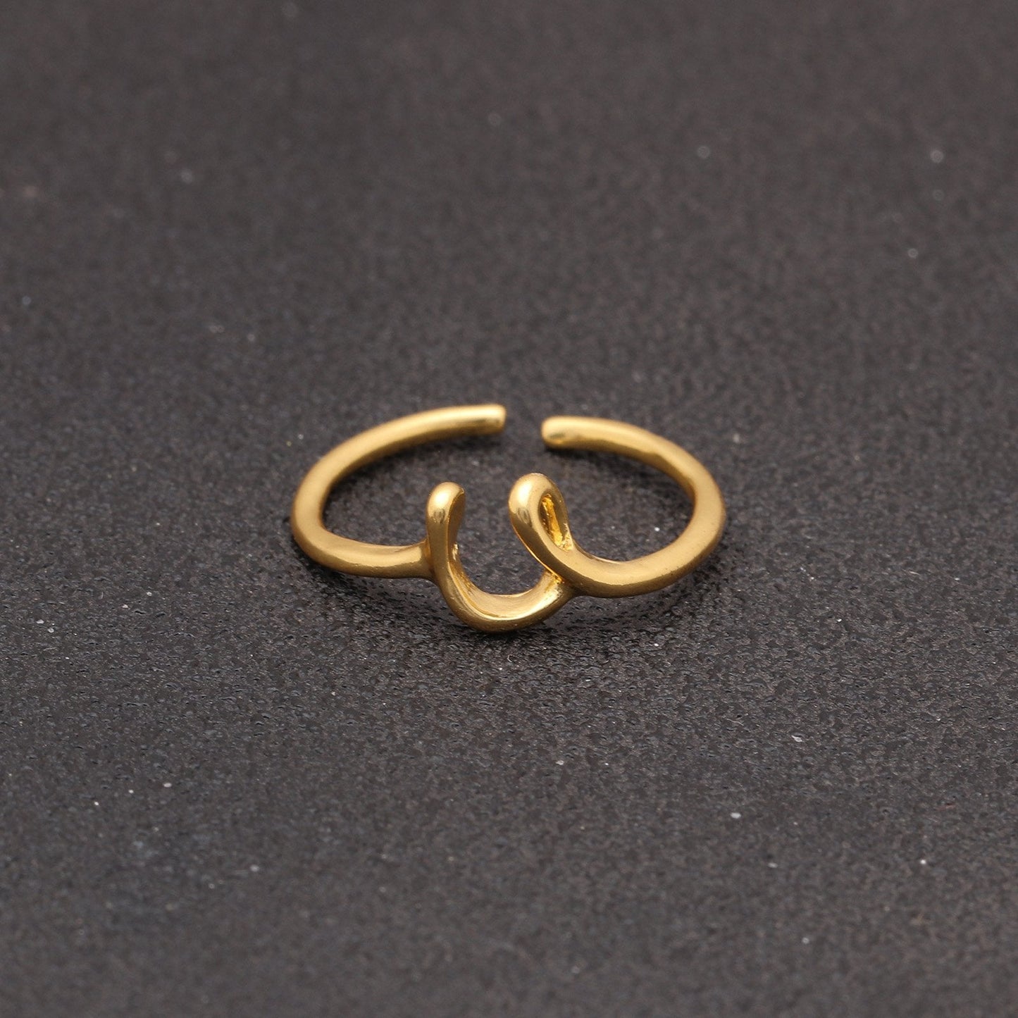 Goldtone Tone  Sleek Initial Curved Adjustable Ring ITALY Design