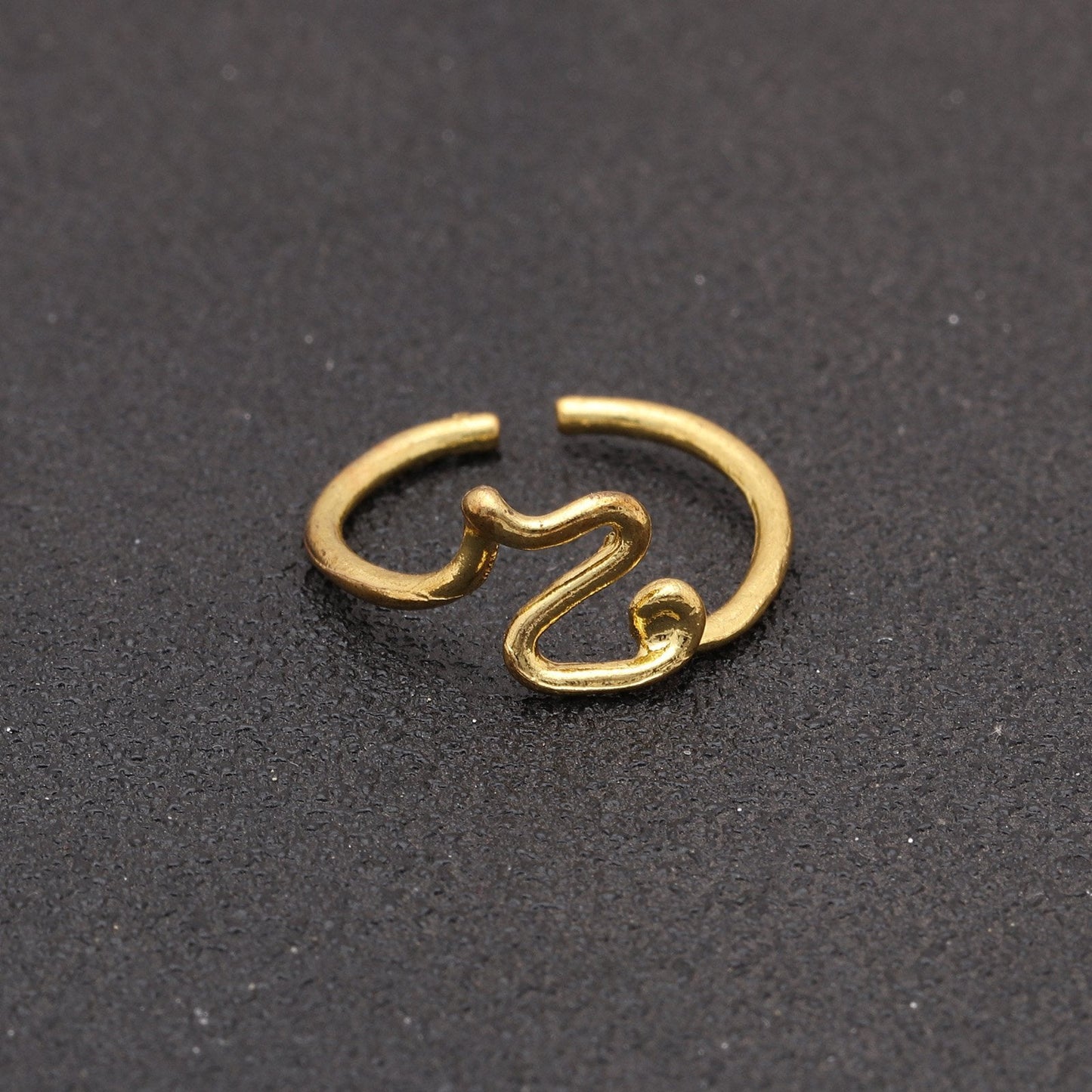 Goldtone Tone  Sleek Initial Curved Adjustable Ring ITALY Design