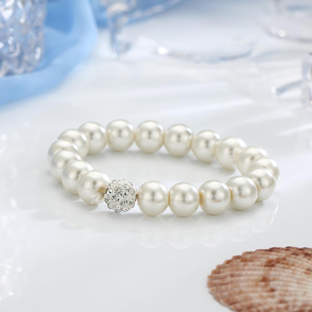 3 Piece Pearl and Shamballa Jewelry Set With Crystals  Silvertone Set in  Silvertone ITALY Design