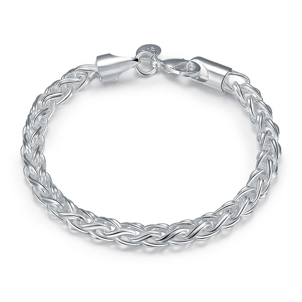 Popcorn Mesh Bracelet in  Silvertone 7.5"