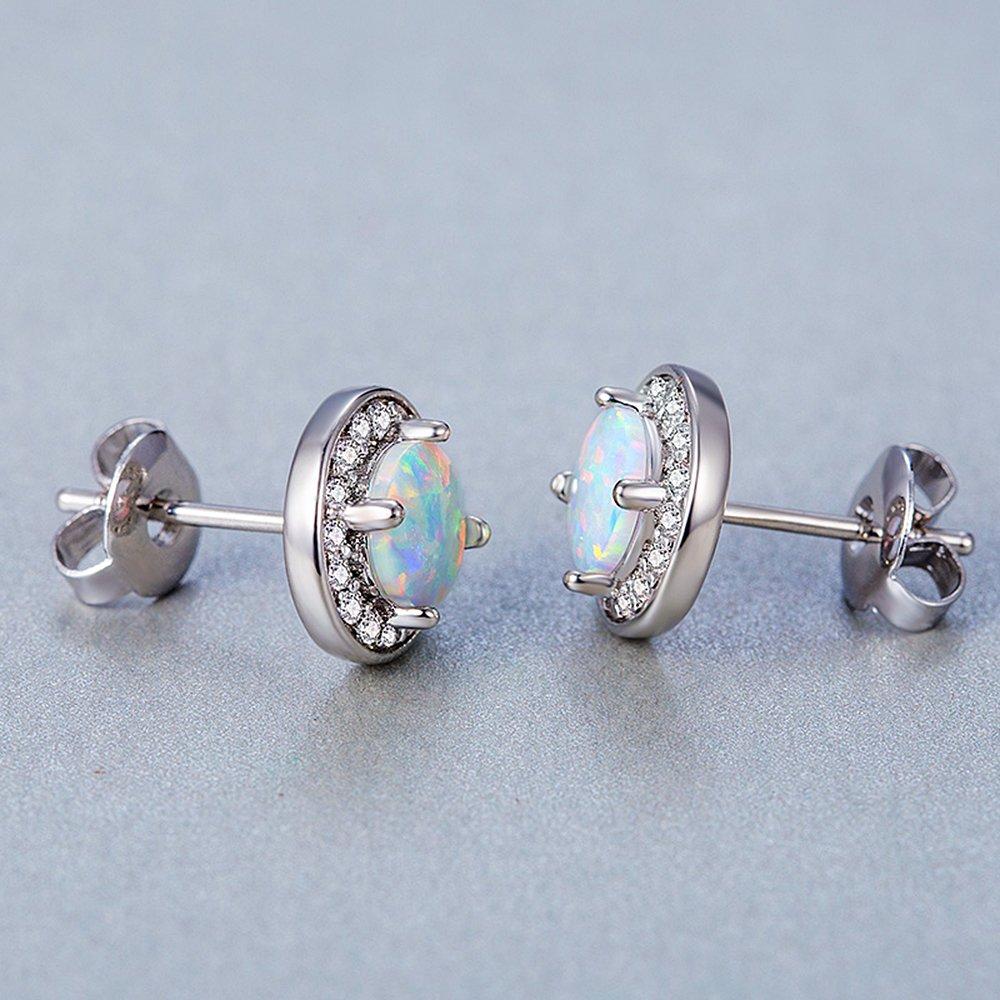 2.00 Ct Opal Created Round Halo Stud Earringin  Silvertone, Earring, Riakoob Jewelry, Riakoob Jewelry  jewelryjewelry deals, swarovski crystal jewelry, groupon jewelry,, jewelry for mom, 