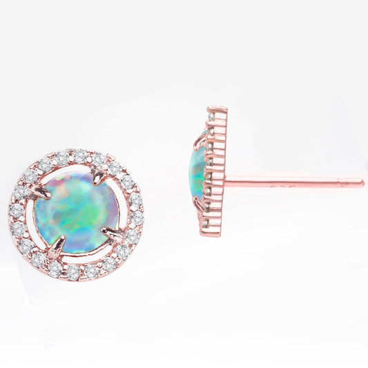 2.50 Ct Opal Created Round Halo Stud Earringin Rosegoldtone, Earring, Riakoob Jewelry, Riakoob Jewelry  jewelryjewelry deals, swarovski crystal jewelry, groupon jewelry,, jewelry for mom, 