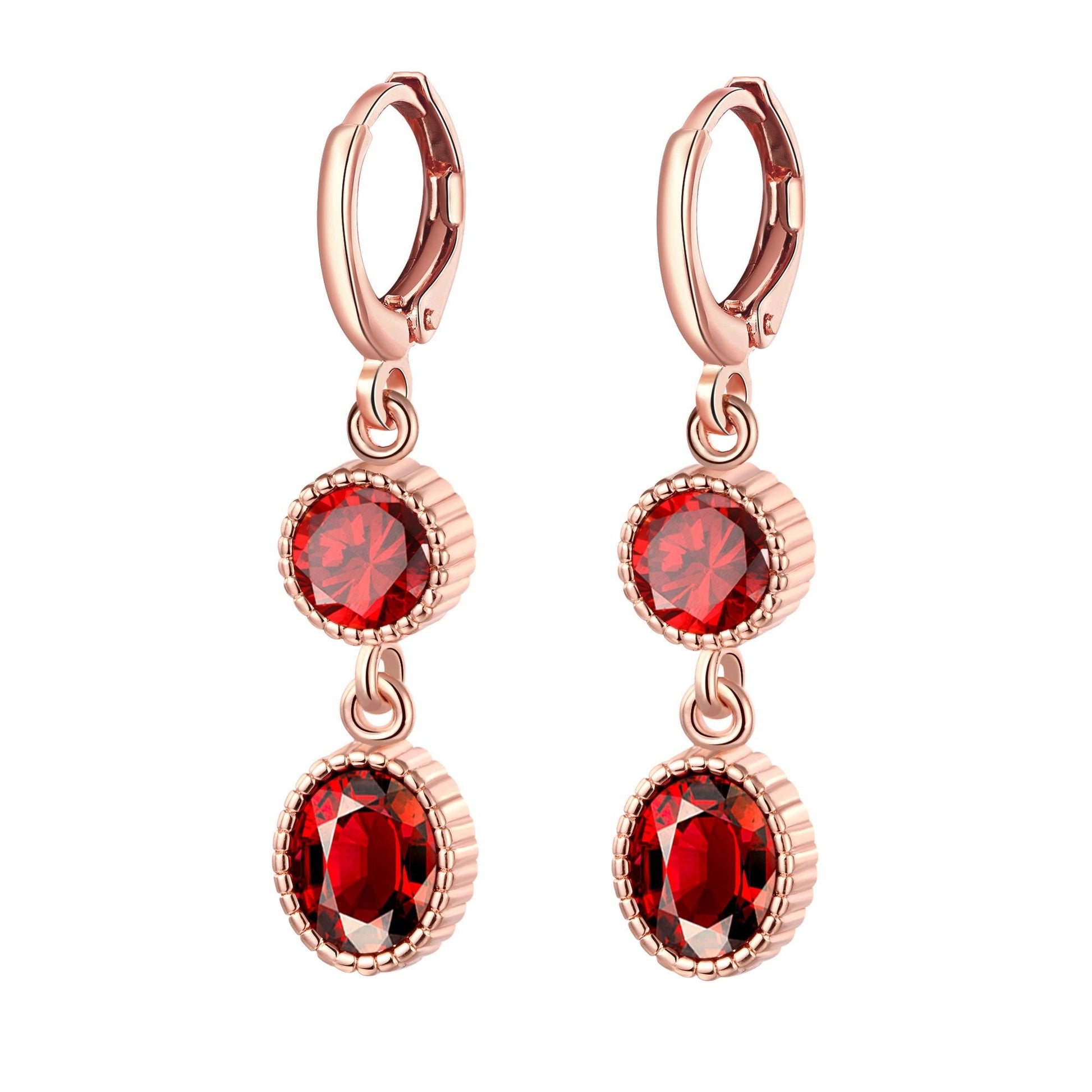 Duo Red Swarovski Elements Drop in 14K Rose Gold, Earring, Riakoob Jewelry, Riakoob Jewelry  jewelryjewelry deals, swarovski crystal jewelry, groupon jewelry,, jewelry for mom, 