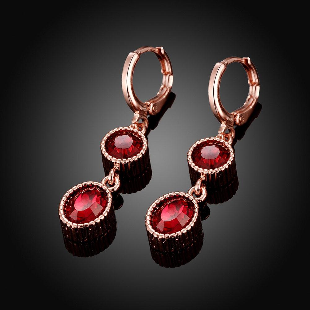Duo Red Swarovski Elements Drop in 14K Rose Gold, Earring, Riakoob Jewelry, Riakoob Jewelry  jewelryjewelry deals, swarovski crystal jewelry, groupon jewelry,, jewelry for mom, 