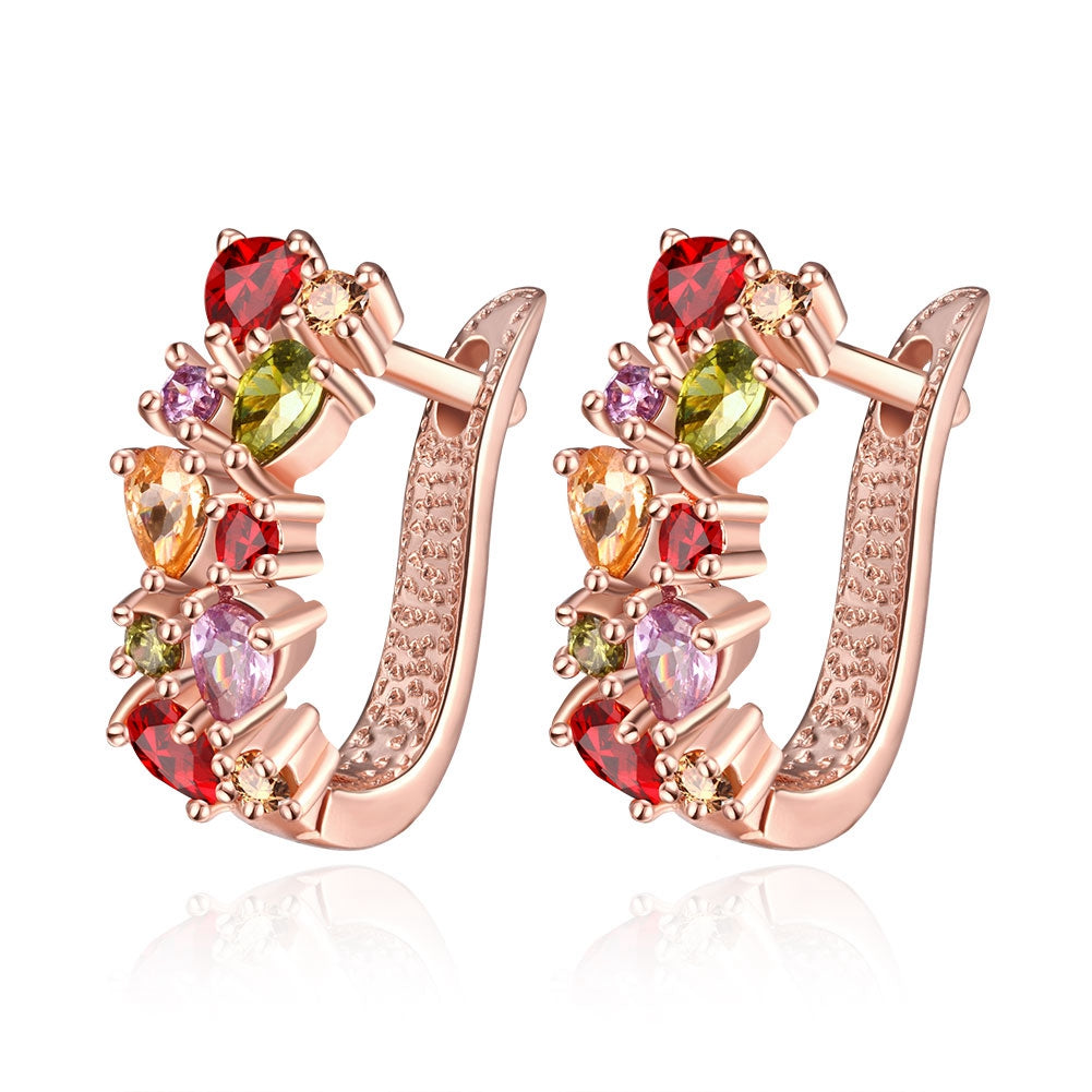 Mona Lisa Leverback Earring in Rosegoldtone with  Crystals