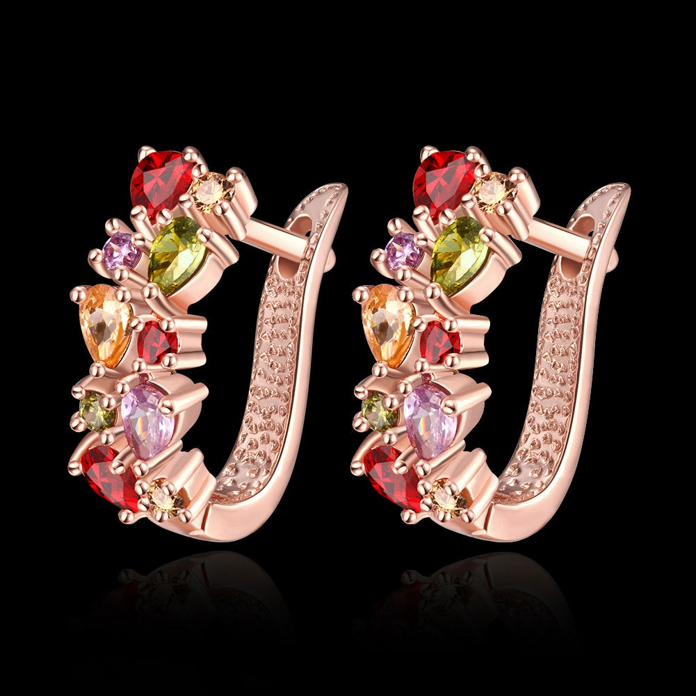 Mona Lisa Leverback Earring in Rosegoldtone with  Crystals