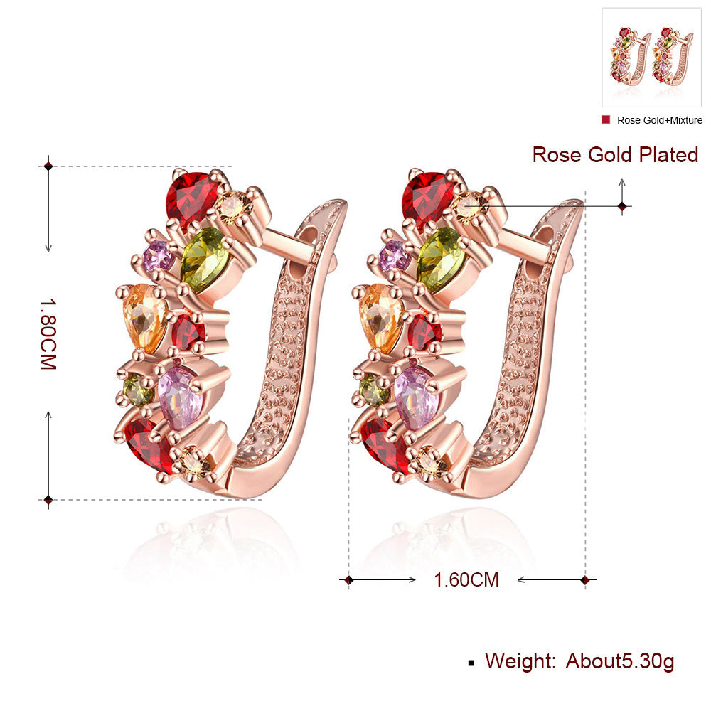 Mona Lisa Leverback Earring in Rosegoldtone with  Crystals