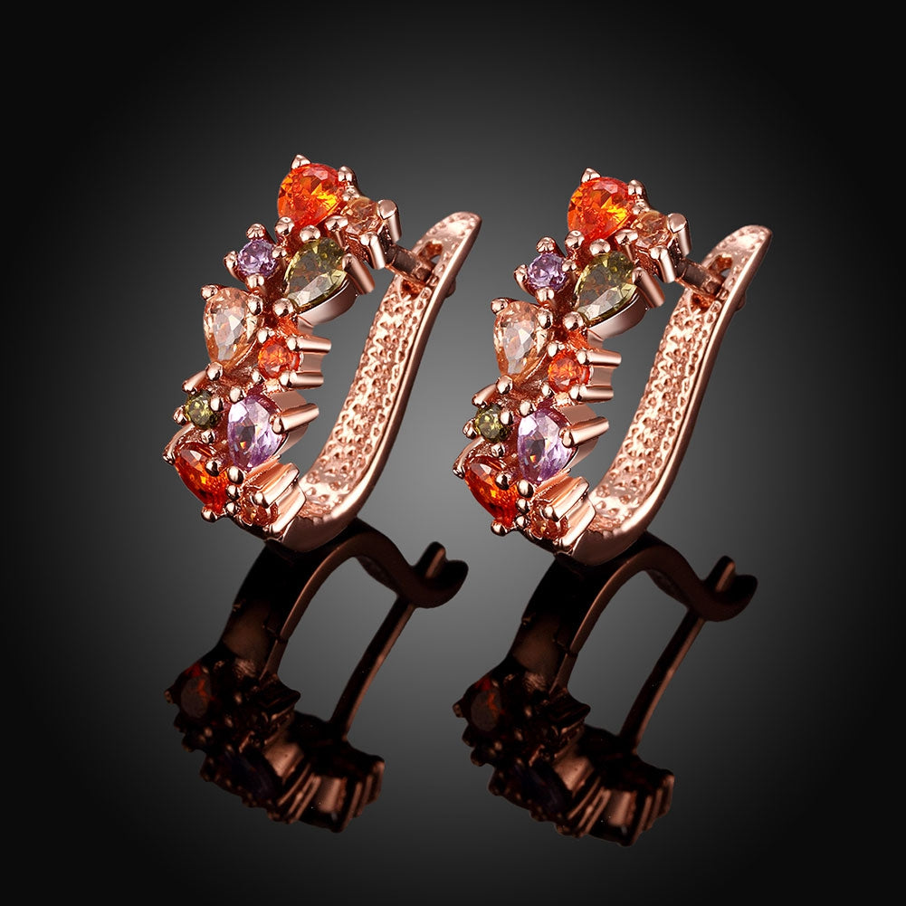 Mona Lisa Leverback Earring in Rosegoldtone with  Crystals
