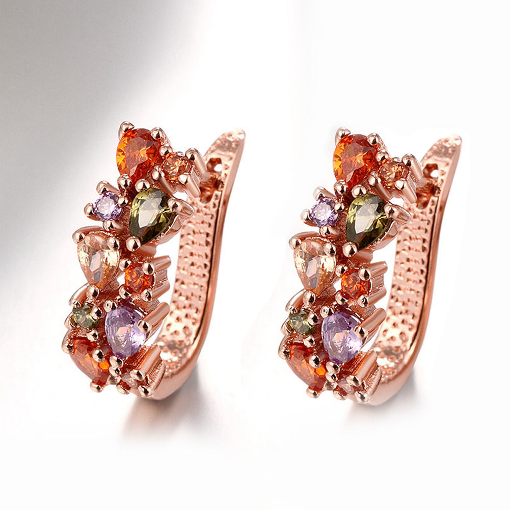 Mona Lisa Leverback Earring in Rosegoldtone with  Crystals