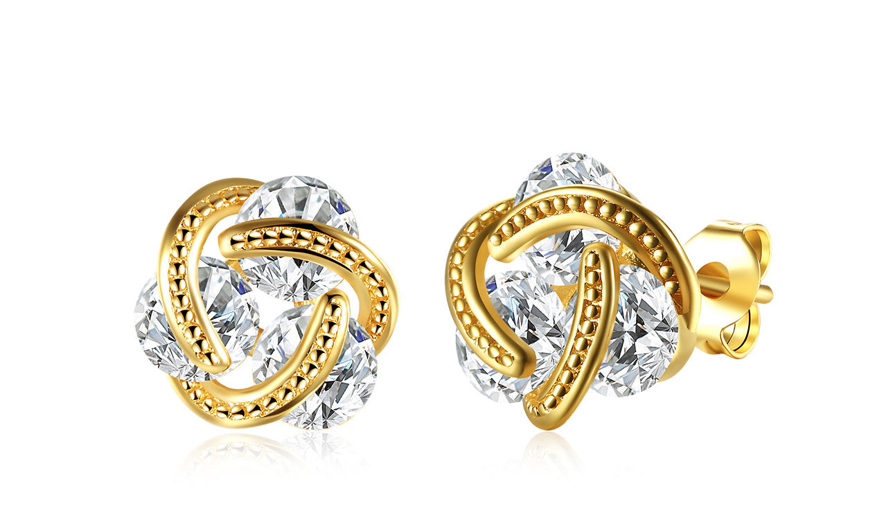 Goldtone Tone   Elements Twisted 3-Stone Stud Earrings- Options Available