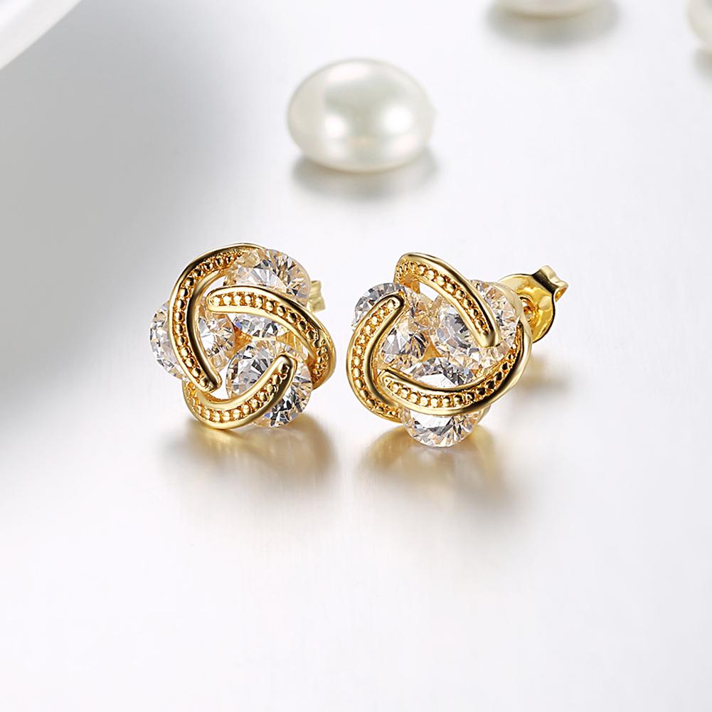 Goldtone Mesh Knot Stud Earrings Made with Swarovski Elements, , Riakoob Jewelry, Riakoob Jewelry  jewelryjewelry deals, swarovski crystal jewelry, groupon jewelry,, jewelry for mom, 