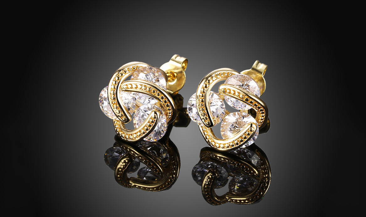 Goldtone Tone   Elements Twisted 3-Stone Stud Earrings- Options Available