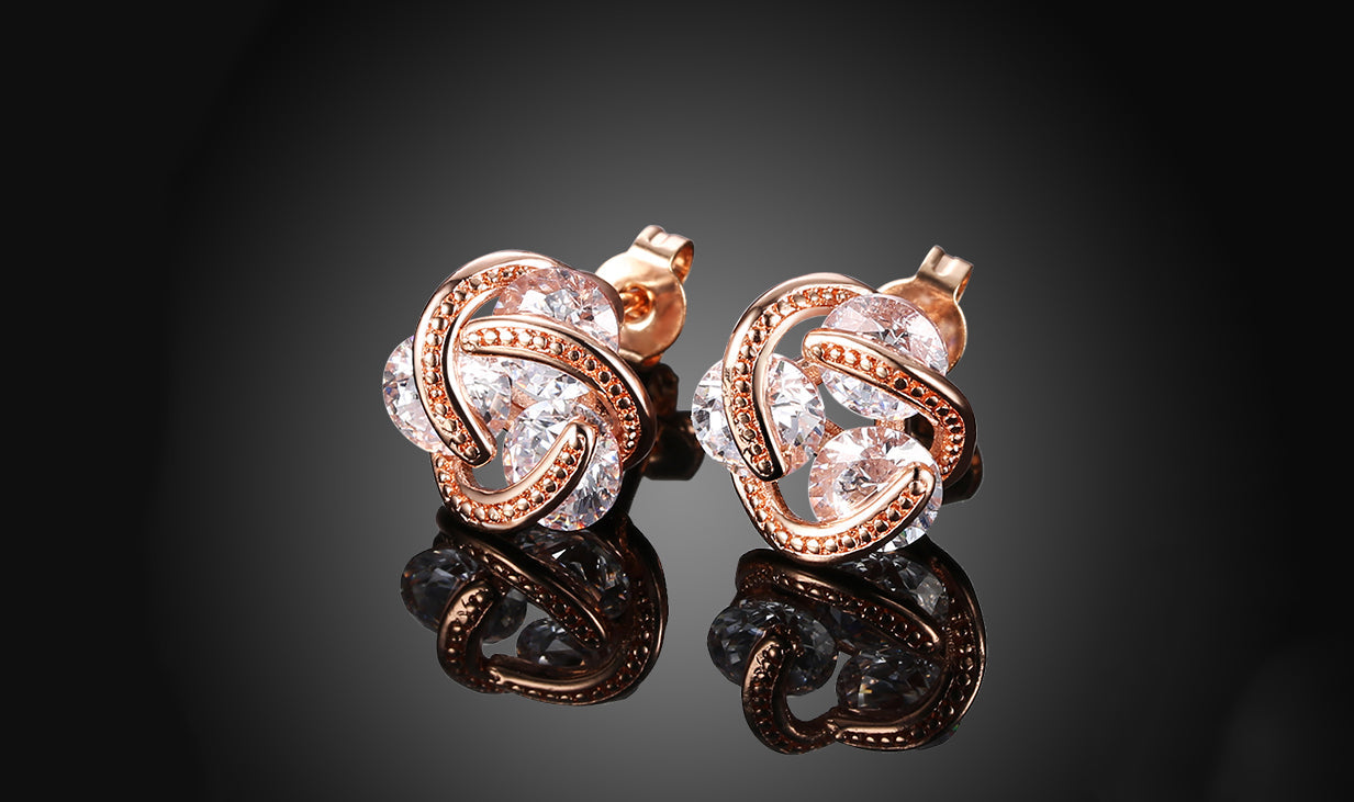 Goldtone Tone   Elements Twisted 3-Stone Stud Earrings- Options Available
