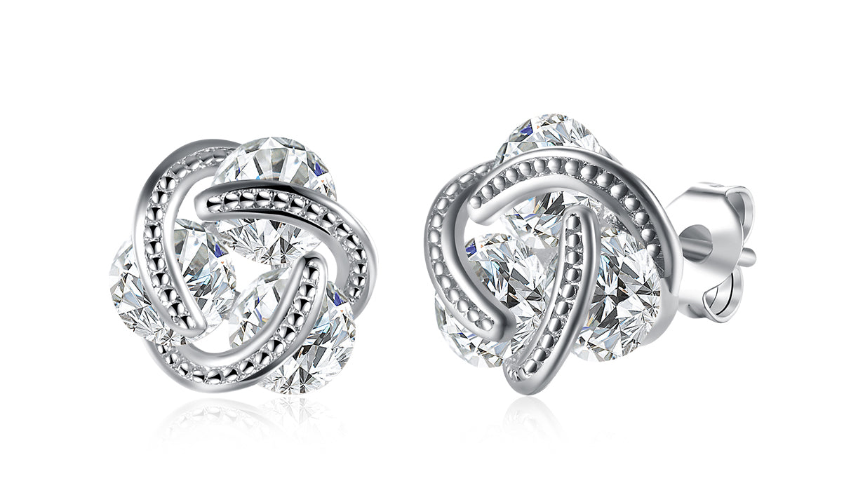Goldtone Tone   Elements Twisted 3-Stone Stud Earrings- Options Available