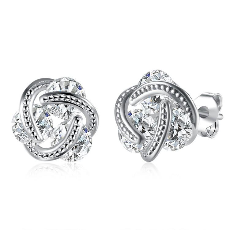 Swarovski Crystal Mesh Knot Earrings Set in Silvertone - Riakoob Jewelry www.goldennycjewelry.com fashion jewelry for women