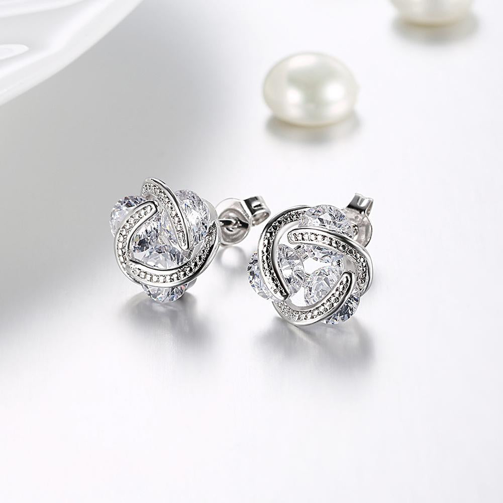 Goldtone Mesh Knot Stud Earrings Made with Swarovski Elements, , Riakoob Jewelry, Riakoob Jewelry  jewelryjewelry deals, swarovski crystal jewelry, groupon jewelry,, jewelry for mom, 