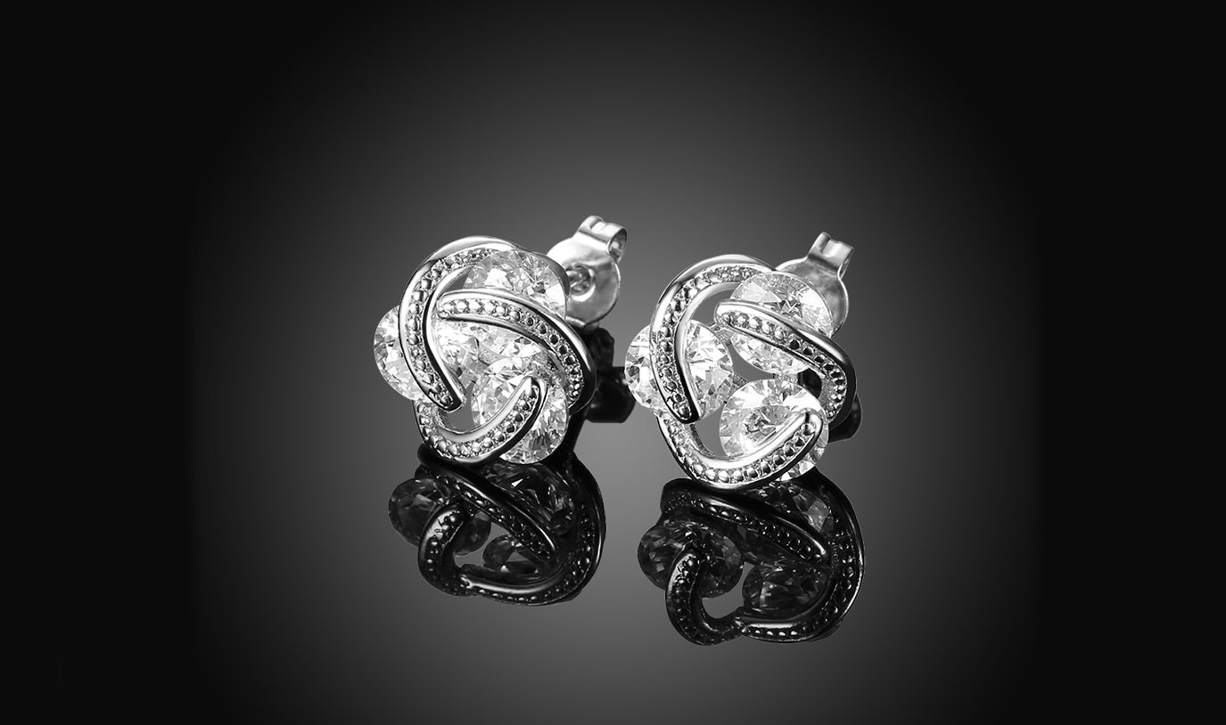 Goldtone Tone   Elements Twisted 3-Stone Stud Earrings- Options Available