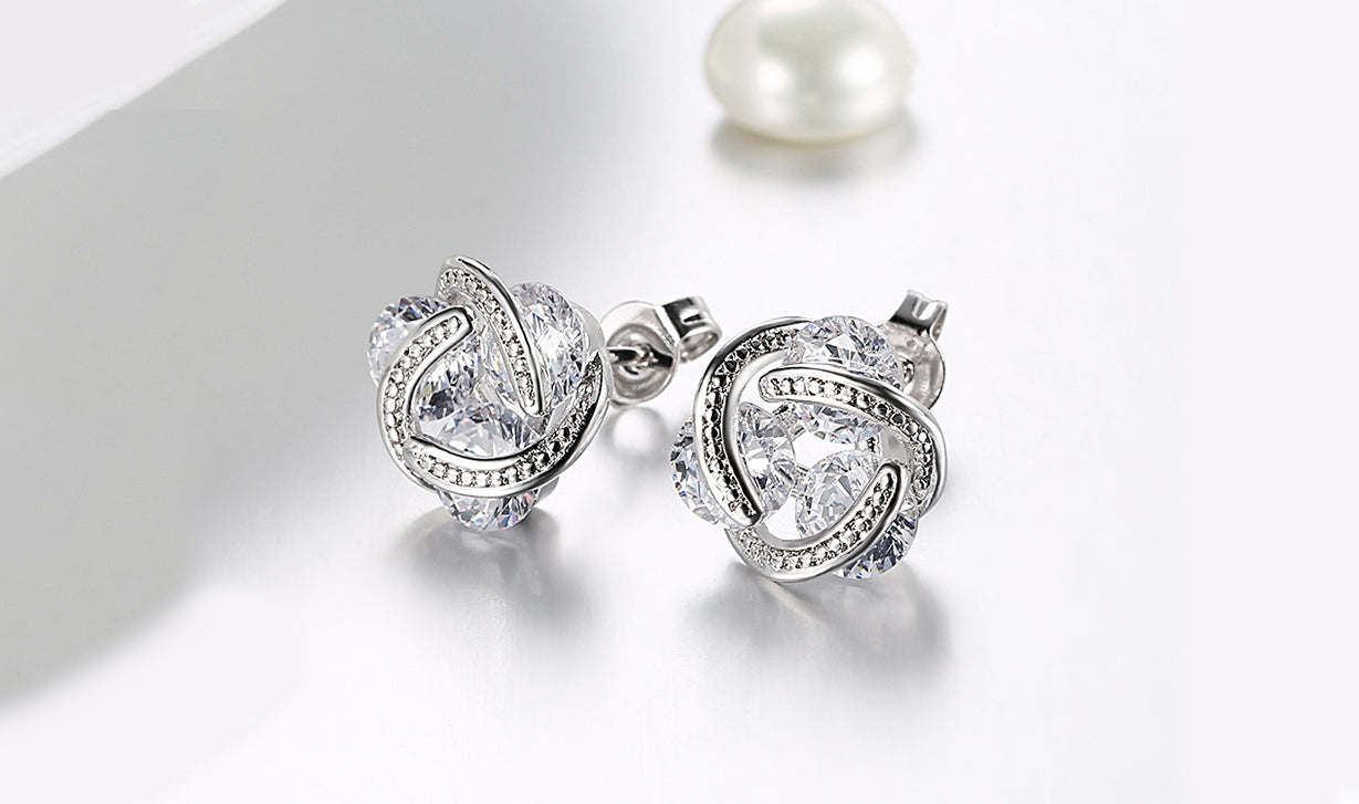 Goldtone Tone   Elements Twisted 3-Stone Stud Earrings- Options Available
