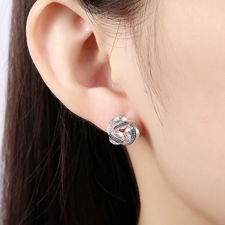 Luxe Crystal Mesh Knot Earrings Set in Silvertone - Riakoob Jewelry