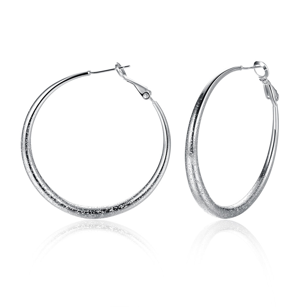 1.6" Round Hoop Earring in  Silvertone